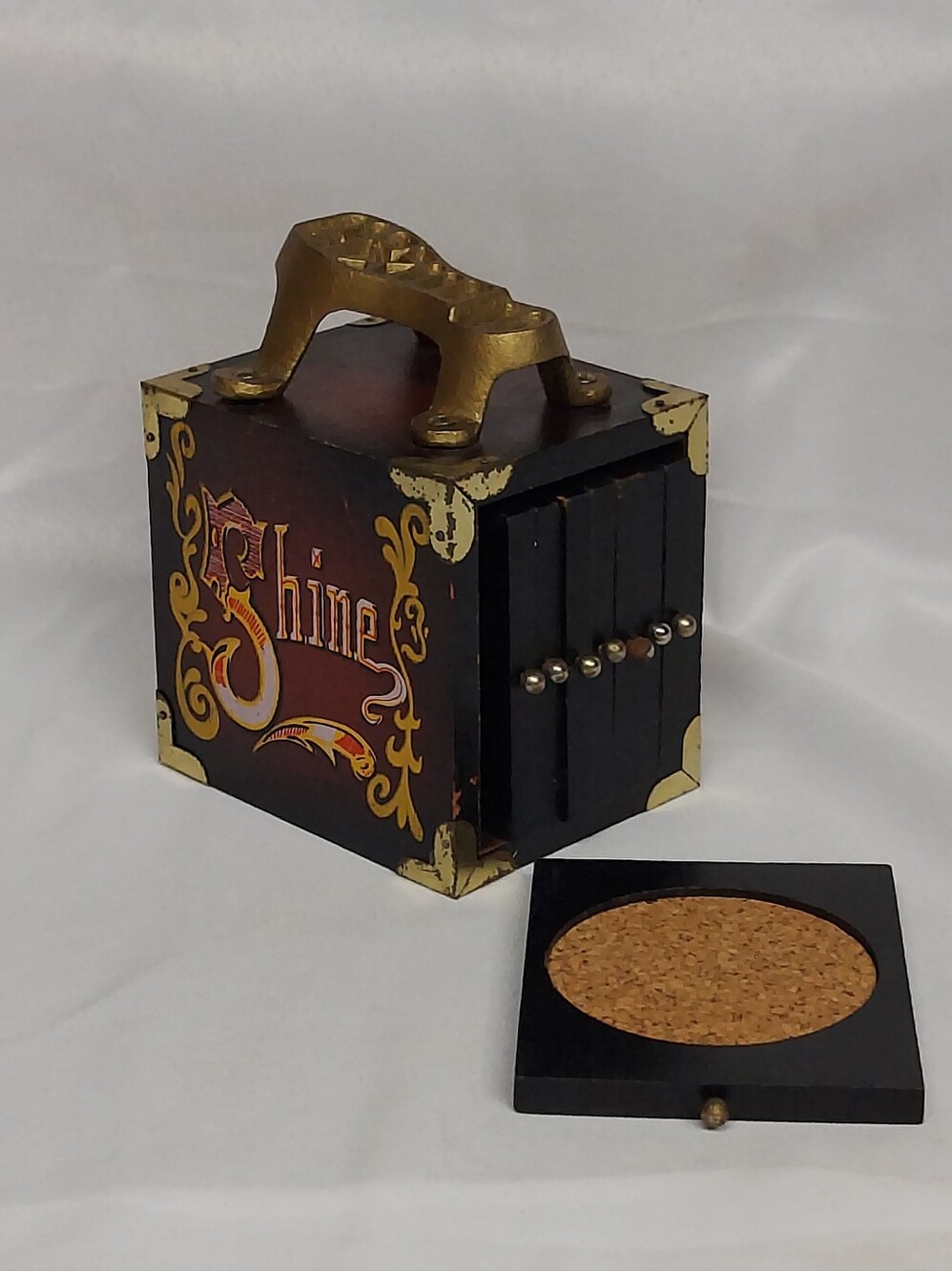 Vintage 1970s Apex Shoe Shine Box Coaster Set - Retro Barware